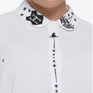 Harry Potter Embroidered White Button-Up Shirt SZ M